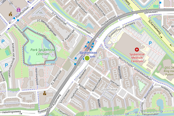Ambulance-melding op Ruwaard van Puttenweg, Spijkenisse op 5 augustus, kaart-overzicht