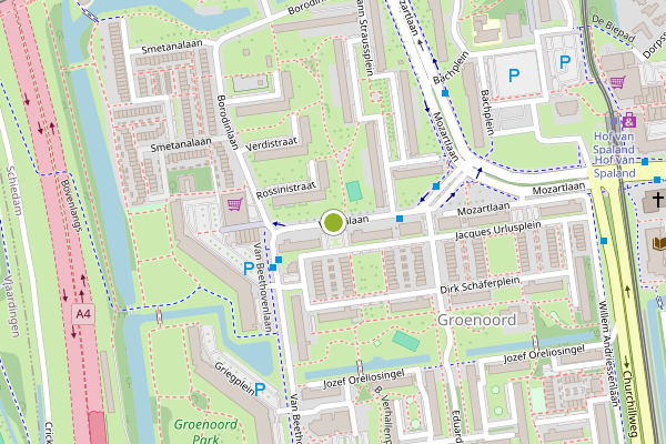 Ambulance-melding op Vivaldilaan, Schiedam op 5 augustus, kaart-overzicht