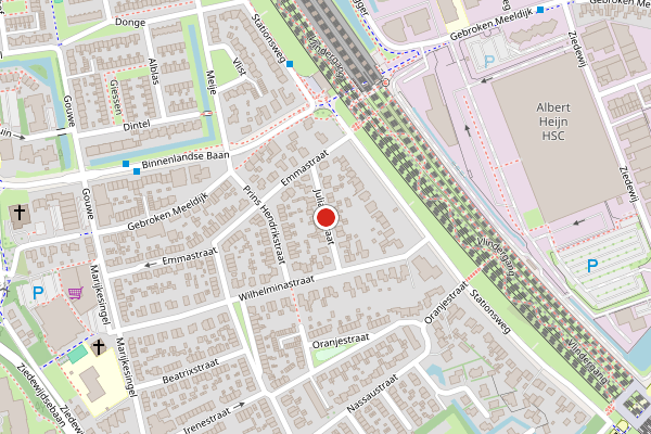 Brandweer-melding op Julianastraat, Barendrecht op 6 augustus, kaart-overzicht