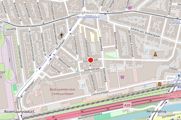 Brandweer-melding op Violenstraat, Rotterdam op 6 augustus, kaart-overzicht