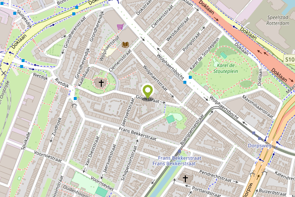 Ambulance-melding op Gouwstraat, Rotterdam op 26 april, kaart-overzicht