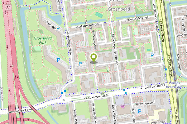 Ambulance-melding op Bart Verhallenplein, Schiedam op 26 april, kaart-overzicht