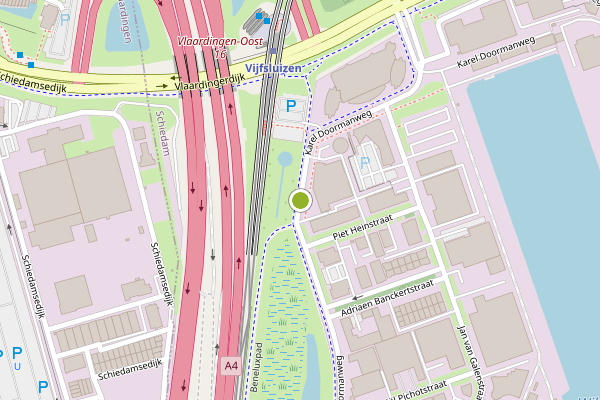 Ambulance-melding op Karel Doormanweg, Schiedam op 6 augustus, kaart-overzicht