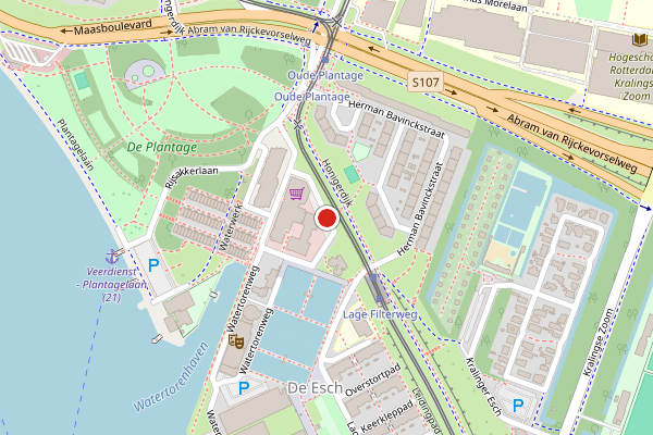 Brandweer-melding op Rijnwaterstraat, Rotterdam op 6 augustus, kaart-overzicht