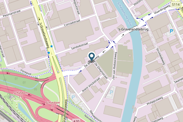Politie-melding op De Brauwweg, Schiedam op 25 april, kaart-overzicht