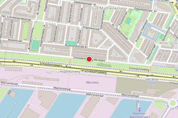 Brandweer-melding op Schiedamseweg Beneden, Rotterdam op 22 mei, kaart-overzicht