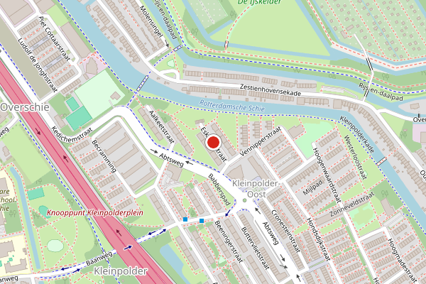 Brandweer-melding op Eskampstraat, Rotterdam op 7 augustus, kaart-overzicht