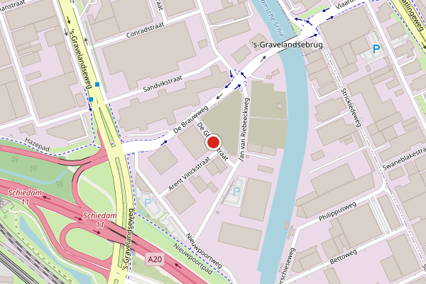 Brandweer-melding op De Gheynstraat, Schiedam op 21 mei, kaart-overzicht