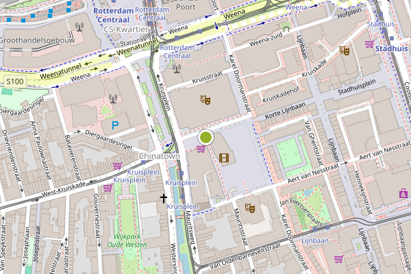 Ambulance-melding op Schouwburgplein, Rotterdam op 7 augustus, kaart-overzicht