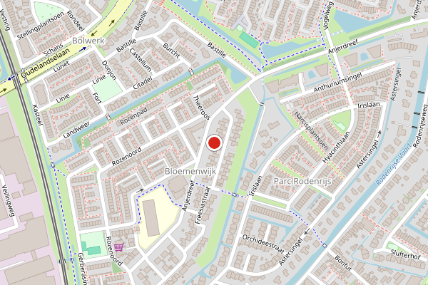 Brandweer-melding op Freesiastraat, Berkel en Rodenrijs op 23 mei, kaart-overzicht