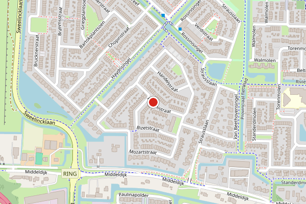 Brandweer-melding op Mozartstraat, Barendrecht op 24 mei, kaart-overzicht