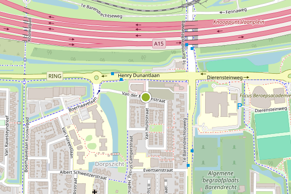 Ambulance-melding op Van der Meulenstraat, Barendrecht op 23 mei, kaart-overzicht