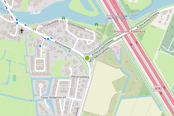 Ambulance-melding op Achterambachtseweg, Ridderkerk op 22 mei, kaart-overzicht