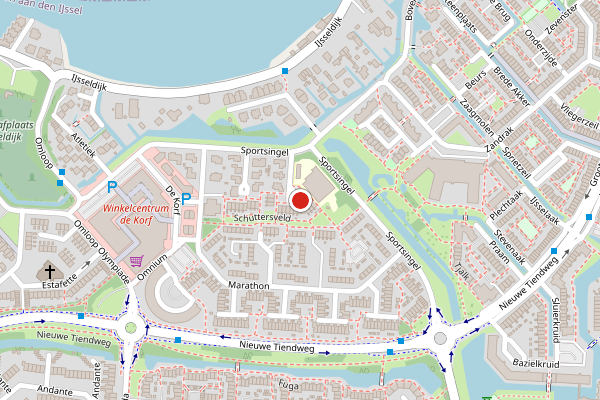 Brandweer-melding op Schuttersveld, Krimpen aan den IJssel op 24 mei, kaart-overzicht