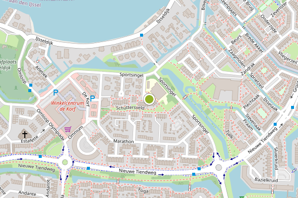Ambulance-melding op Schuttersveld, Krimpen aan den IJssel op 24 mei, kaart-overzicht