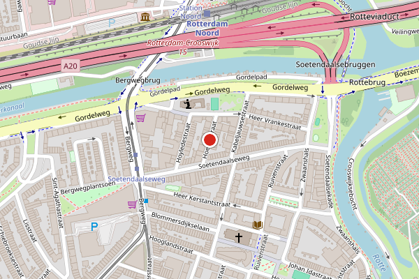 Brandweer-melding op Hoeksestraat, Rotterdam op 24 mei, kaart-overzicht