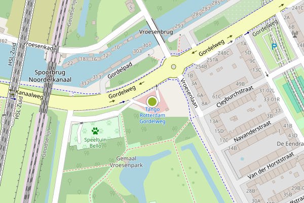 Ambulance-melding op Gordelweg, Rotterdam op 25 mei, kaart-overzicht