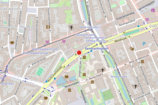 Brandweer-melding op Rochussenstraat, Rotterdam op 25 mei, kaart-overzicht