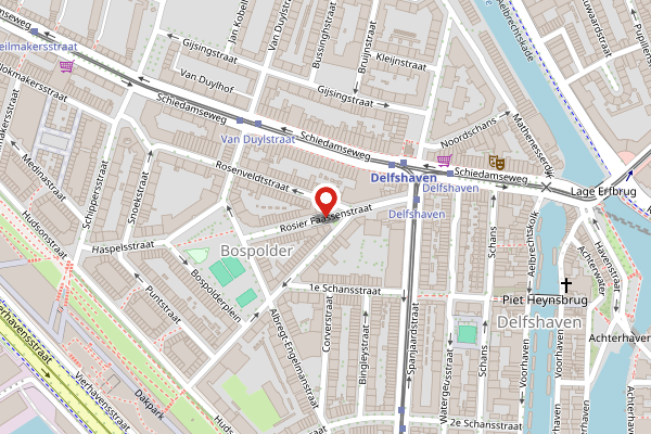 Brandweer-melding op Rosier Faassenstraat, Rotterdam op 27 april, kaart-overzicht