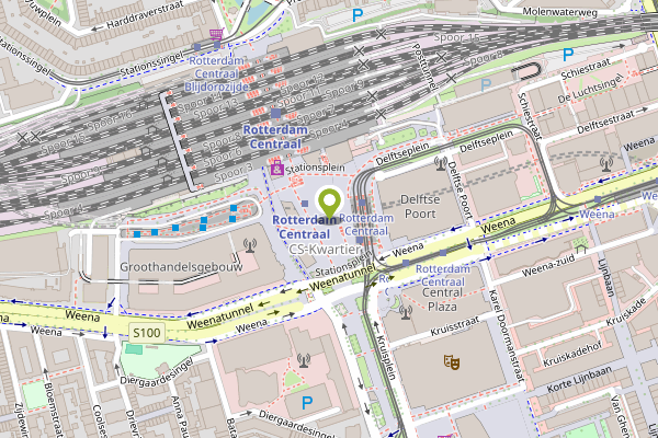 Ambulance-melding op Stationsplein, Rotterdam op 27 april, kaart-overzicht