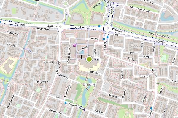 Ambulance-melding op Vlietplein, Ridderkerk op 26 mei, kaart-overzicht