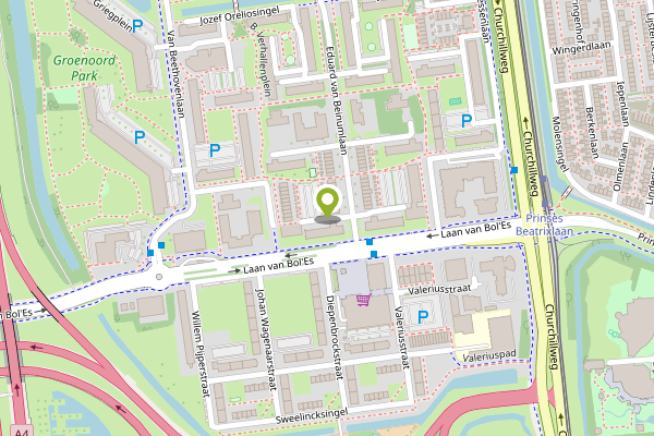 Ambulance-melding op Willem Landreplein, Schiedam op 27 april, kaart-overzicht