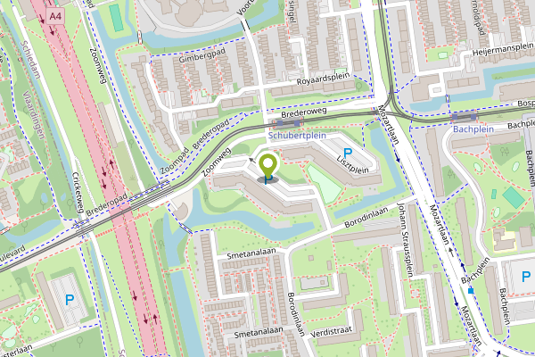 Ambulance-melding op Schubertplein, Schiedam op 27 april, kaart-overzicht