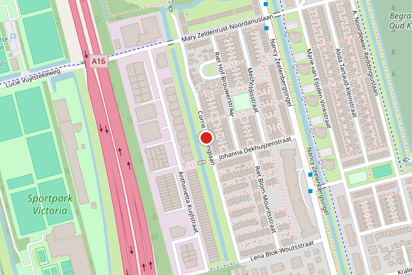 Brandweer-melding op Corrie Hartonglaan, Rotterdam op 28 mei, kaart-overzicht