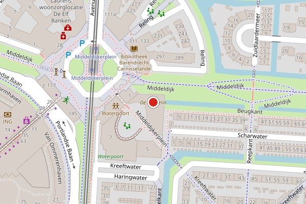 Brandweer-melding op Middeldijkerplein, Barendrecht op 29 mei, kaart-overzicht