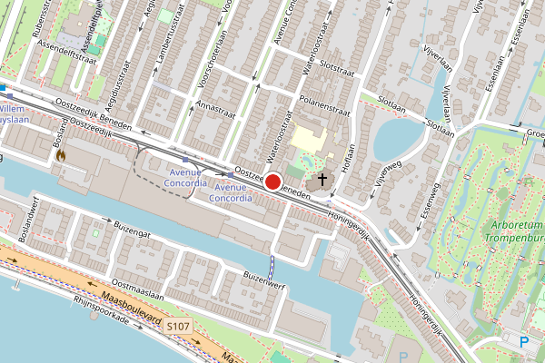 Brandweer-melding op Oostzeedijk Beneden, Rotterdam op 29 mei, kaart-overzicht