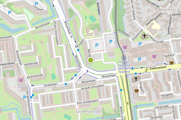Ambulance-melding op Bachplein, Schiedam op 29 mei, kaart-overzicht