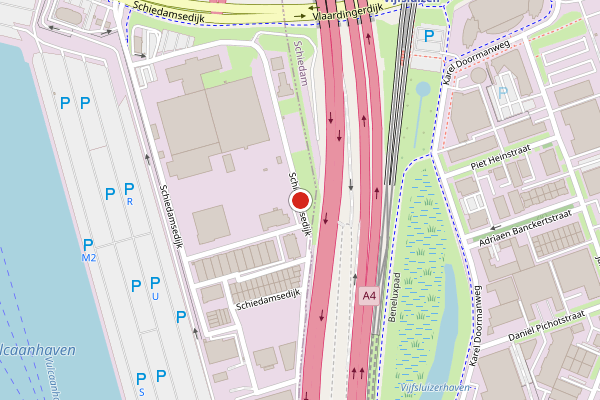 Brandweer-melding op Schiedamsedijk, Vlaardingen op 29 mei, kaart-overzicht