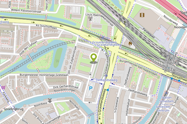 Ambulance-melding op Alphons Ariensstraat, Schiedam op 28 april, kaart-overzicht