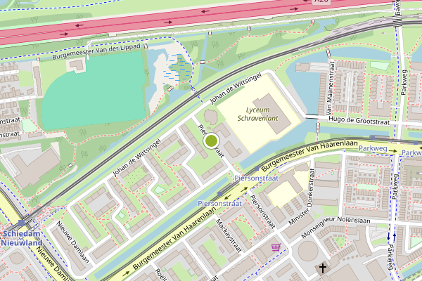 Ambulance-melding op Piersonstraat, Schiedam op 30 mei, kaart-overzicht