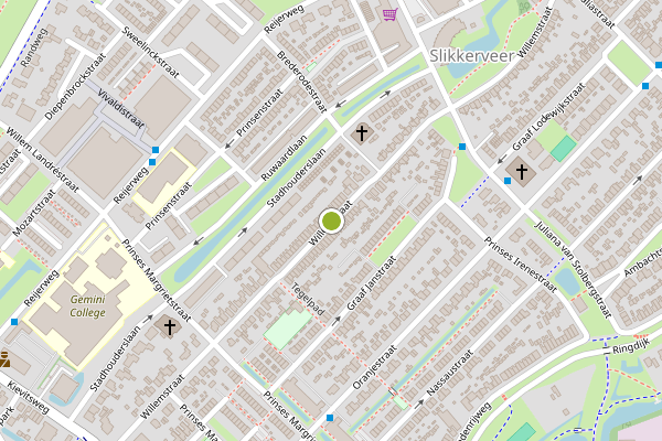 Ambulance-melding op Willemstraat, Ridderkerk op 29 mei, kaart-overzicht