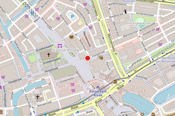 Brandweer-melding op Hoogstraat, Rotterdam op 30 mei, kaart-overzicht