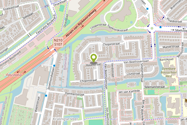 Ambulance-melding op Ravelstraat, Capelle aan den IJssel op 28 april, kaart-overzicht