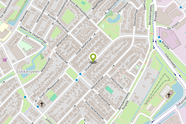 Ambulance-melding op Oranjestraat, Ridderkerk op 28 april, kaart-overzicht