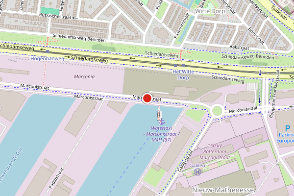 Brandweer-melding op Marconistraat, Rotterdam op 31 mei, kaart-overzicht