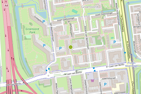 Ambulance-melding op Bart Verhallenplein, Schiedam op 1 juni, kaart-overzicht