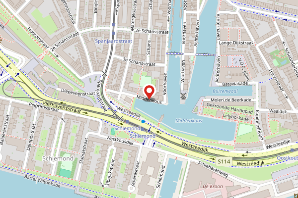 Brandweer-melding op Middenkous, Rotterdam op 28 april, kaart-overzicht