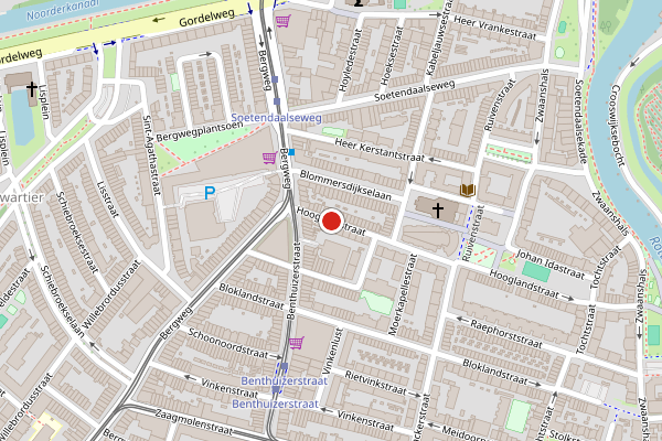Brandweer-melding op Hooglandstraat, Rotterdam op 1 juni, kaart-overzicht
