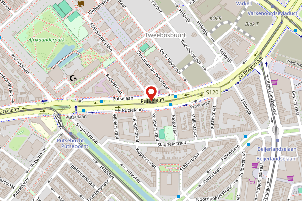 Brandweer-melding op Putselaan, Rotterdam op 28 april, kaart-overzicht