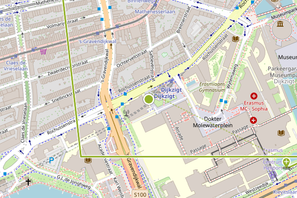 Ambulance-melding op Burgemeester s'Jacobplein, Rotterdam op 1 juni, kaart-overzicht