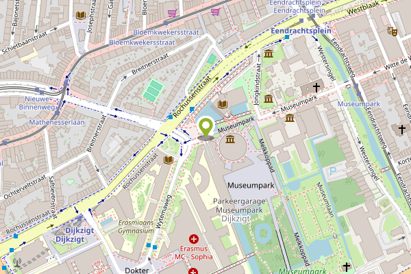 Ambulance-melding op Museumpark, Rotterdam op 29 april, kaart-overzicht