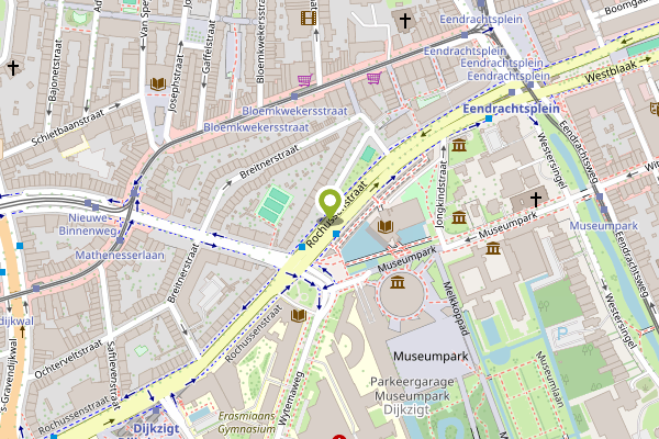 Ambulance-melding op Rochussenstraat, Rotterdam op 29 april, kaart-overzicht