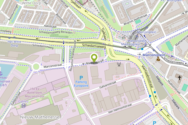 Ambulance-melding op Marconistraat, Rotterdam op 29 april, kaart-overzicht