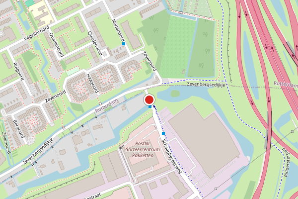 Brandweer-melding op Schaapherderweg, Ridderkerk op 1 juni, kaart-overzicht