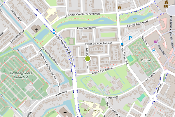 Ambulance-melding op Gerard Doustraat, Ridderkerk op 2 juni, kaart-overzicht