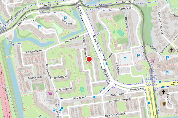 Brandweer-melding op Johann Straussplein, Schiedam op 2 juni, kaart-overzicht